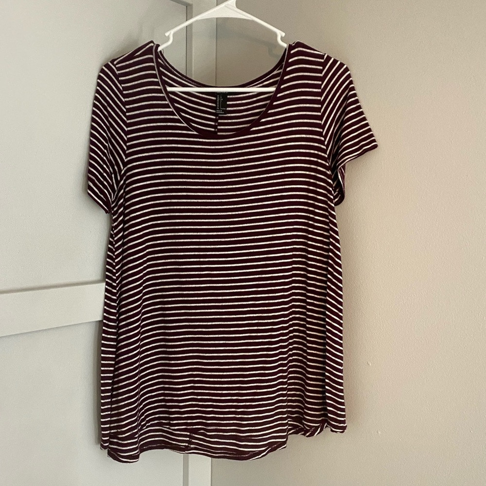 purple striped blouse